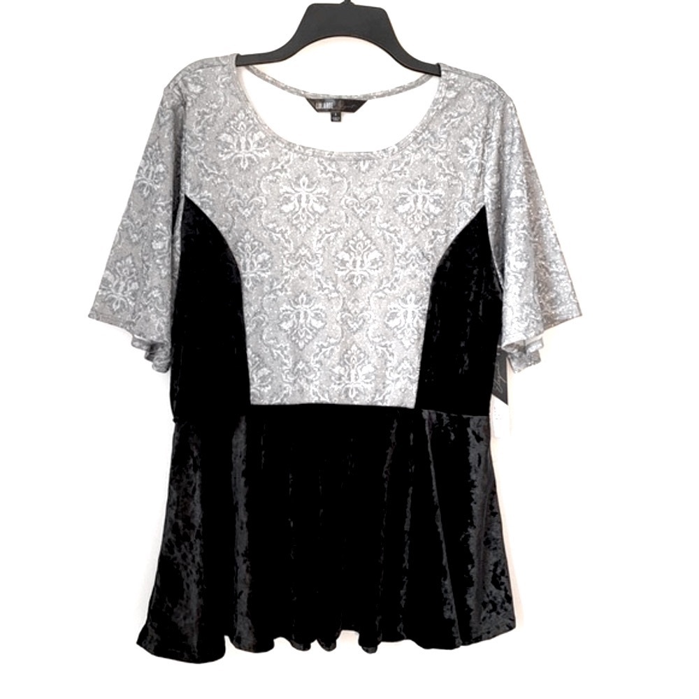 LuLaRoe Elegant Emma Sparkle Velvet Peplum Top Large